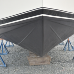 Boat Bottom with Spray-Lining Product applied by dealer